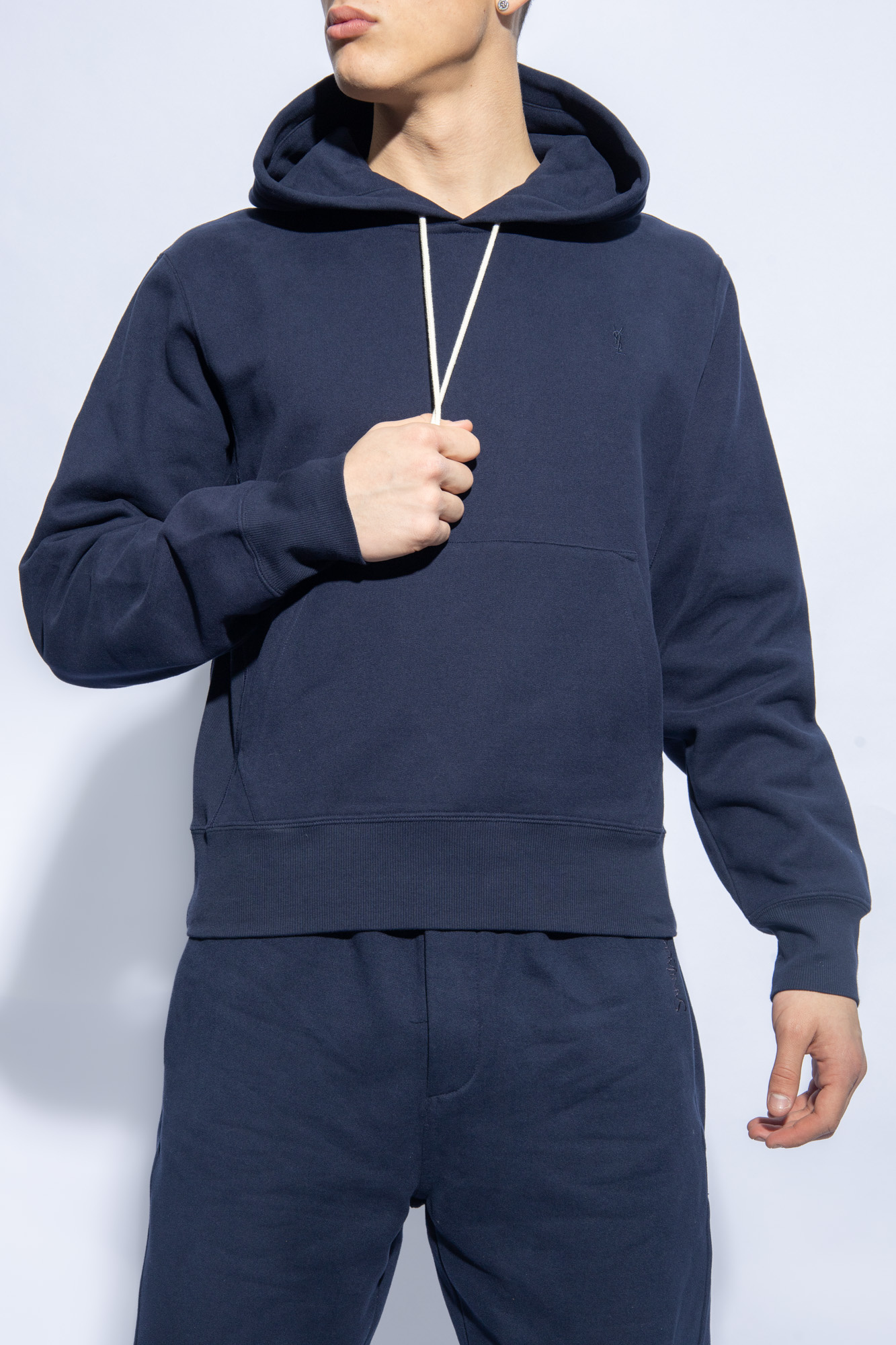 パーカー・フーディ SAINT LAURENT Men Hoodies 778464 BLUE Blue Logo Hoodie - Saint Laurent - Men | WE IN STYLE
